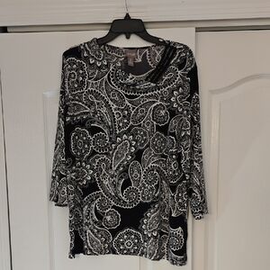Chico's Elegant Black and White Paisley Top